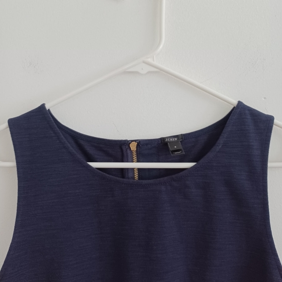 NWOT J.crew Navy Blue Ponte Sleevess Zip back Stretch Peplum Top | sz Small - Picture 8 of 15